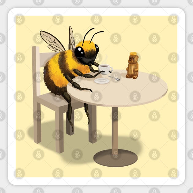 Bee Drinking Tea Magnet by ThompsonTom Tees